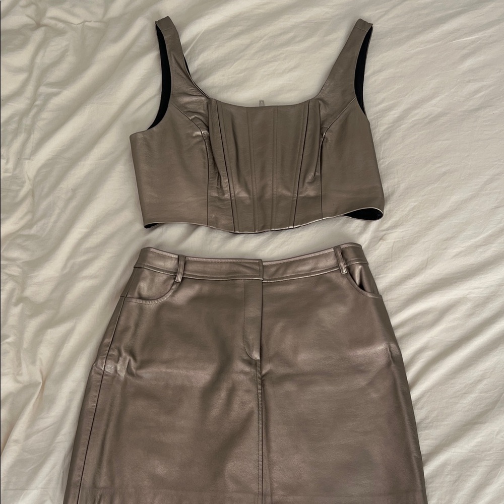 BCBGeneration Taupe Skirt Set
